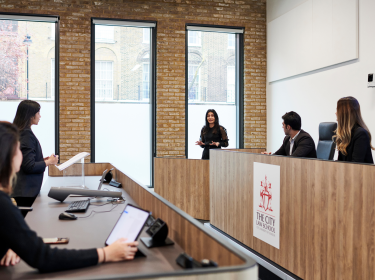 City Law School students taking part in a mock trial 