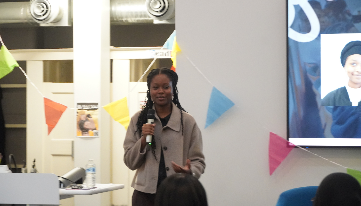 Nancy speaking at Progression Pathways launch event