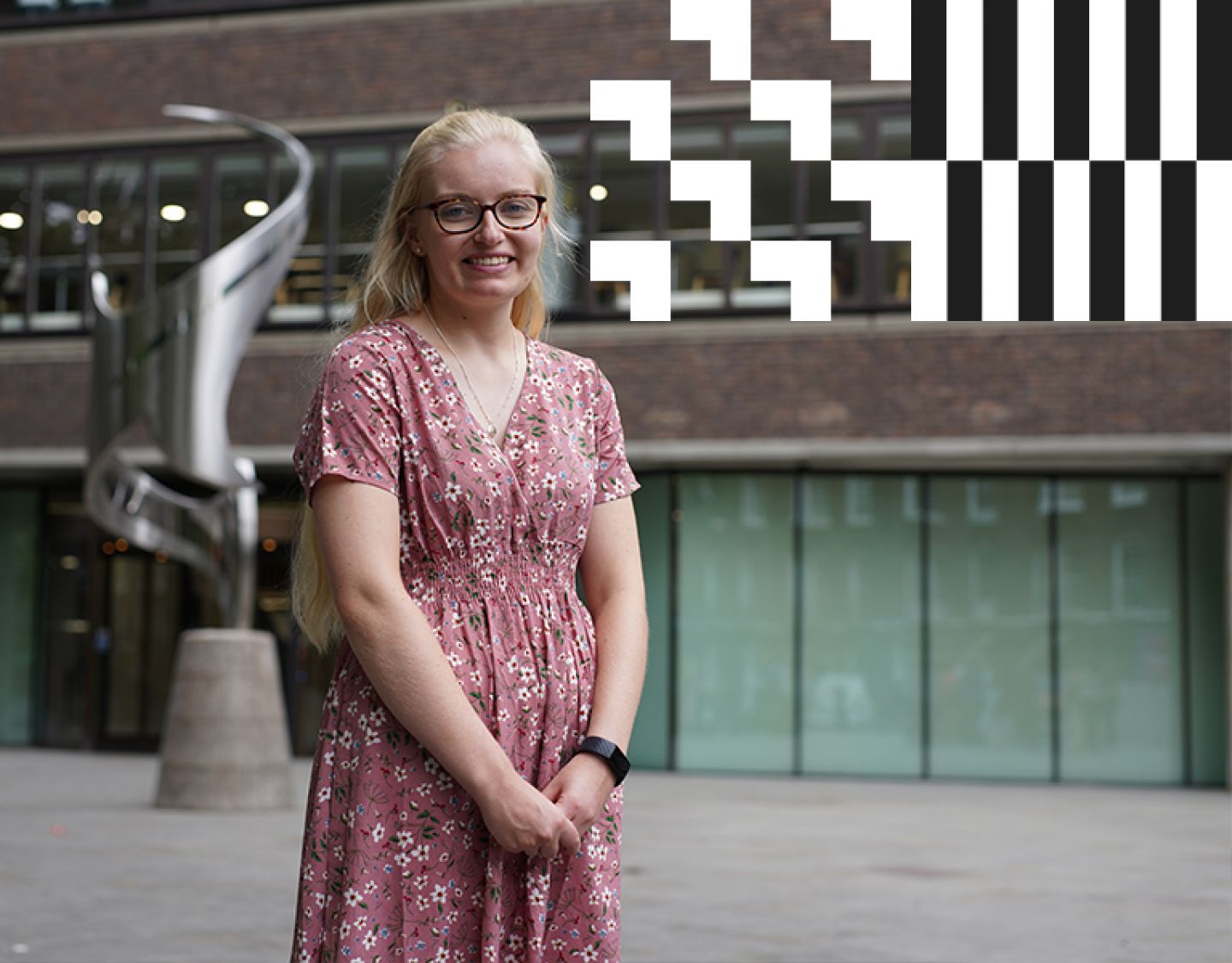 A City alumna near the University entrance in Northampton Square