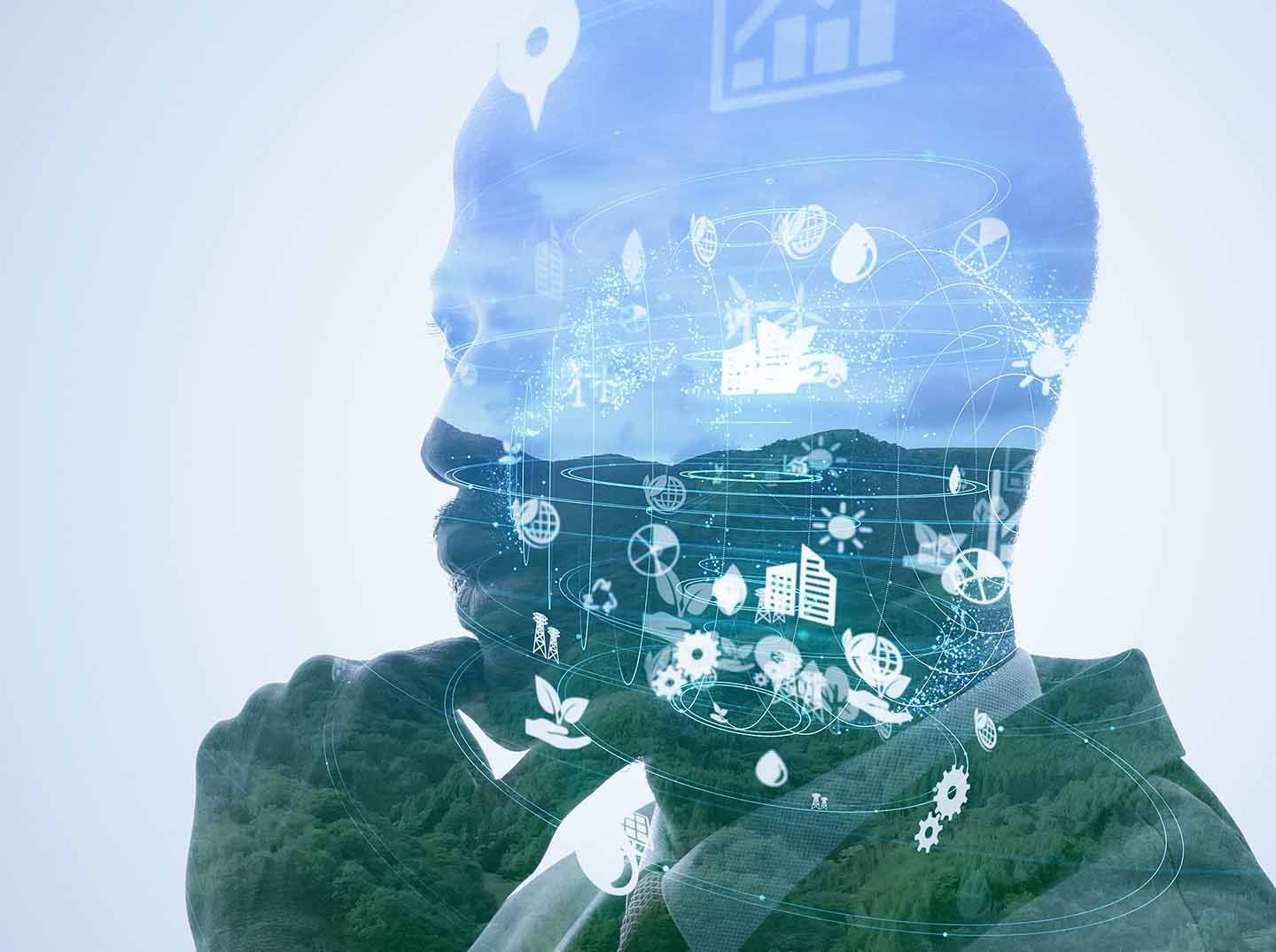 Environmental technology silhouette concept