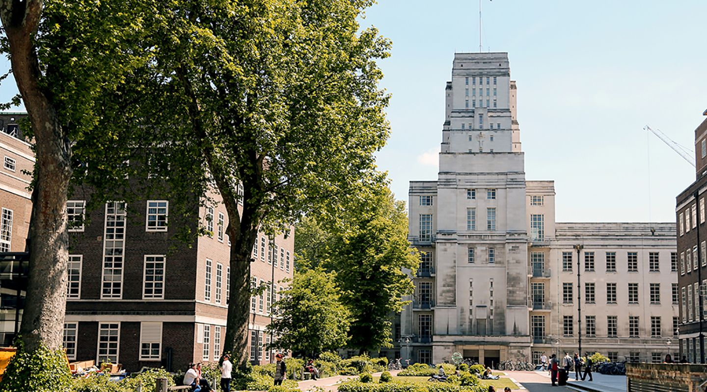 Exterior of Senate House and outdoor garden area