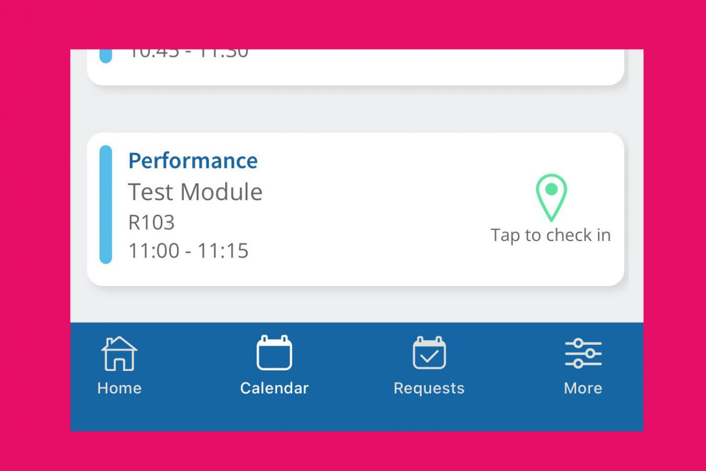 Detail of module check-in option.