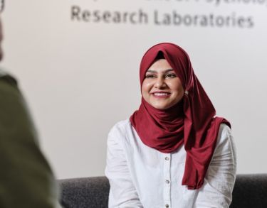 City student talks to academic outside of Psychology research labs