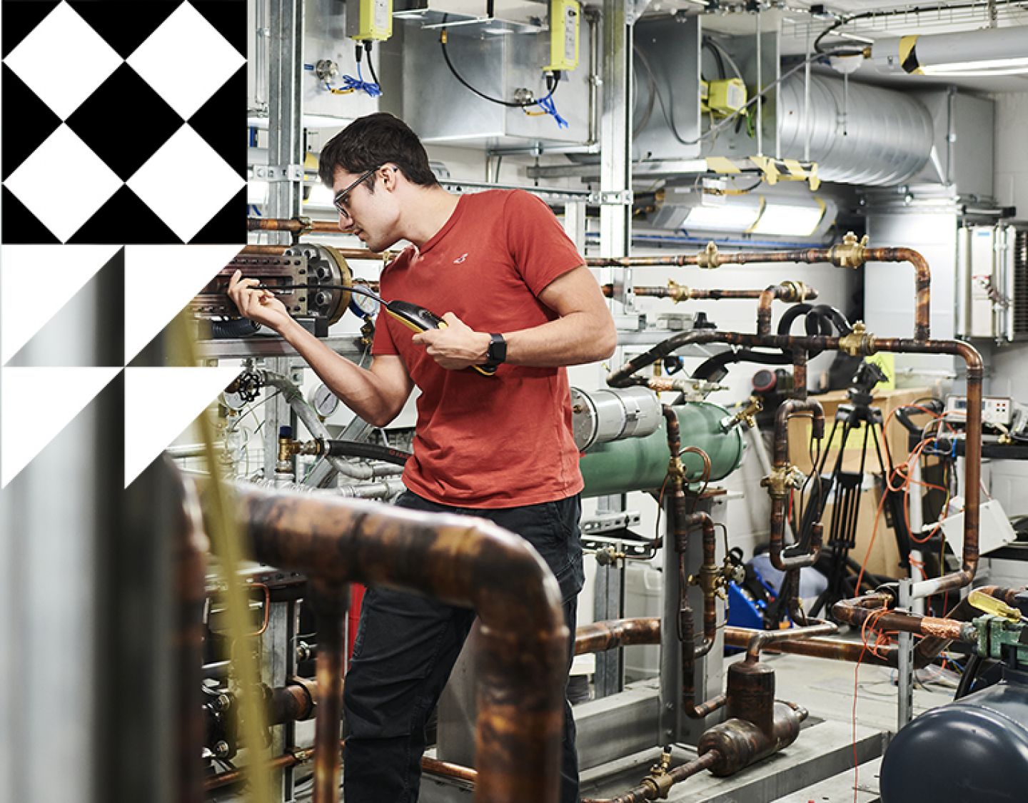 Man working in a machine lab
