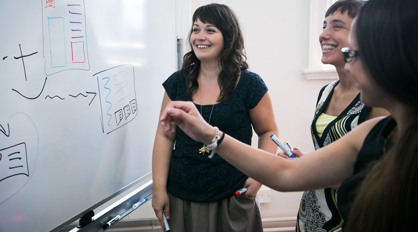 Student brainstorming ideas in one of The School of Science