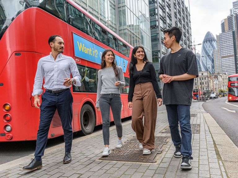 Students walking through London