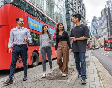 Students walking through London